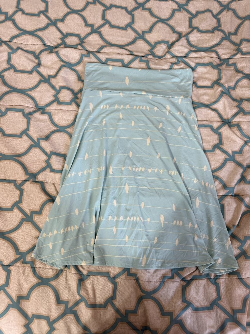 LuLaRoe Light Blue Birds on a Wire Azure Skirt Medium